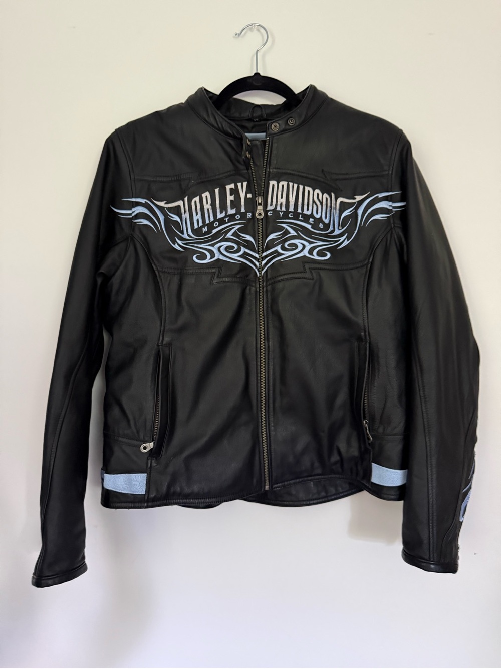 Harley-Davidson Womens Leather Motorcycle Jacket Embrodiered Fully Lined Size XL